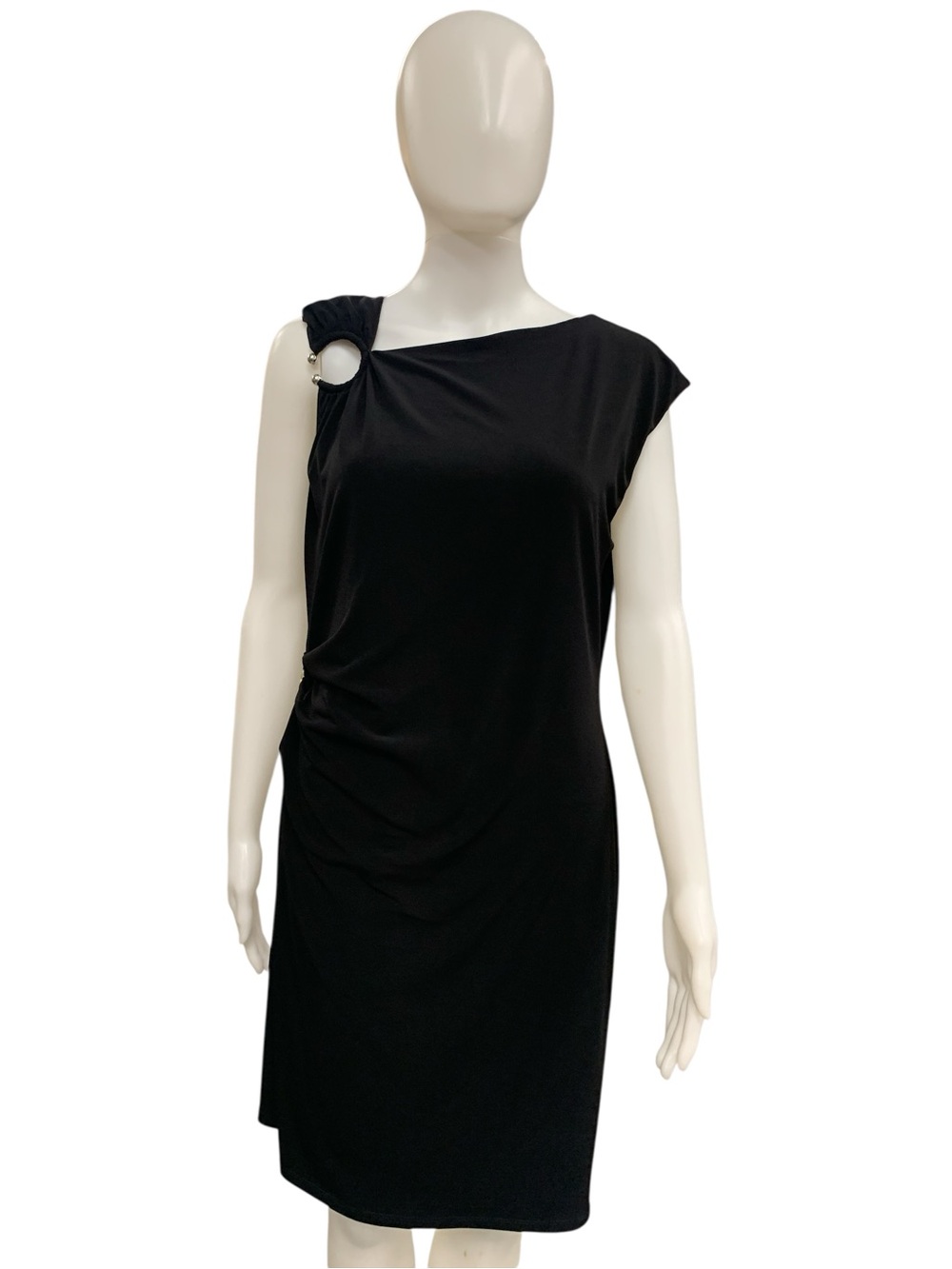 Calvin Klein Black One-Shoulder Dress with Ring Detail Size M